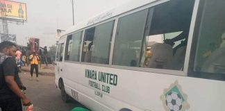 Kwara United's Bus Catches Fire In Asaba